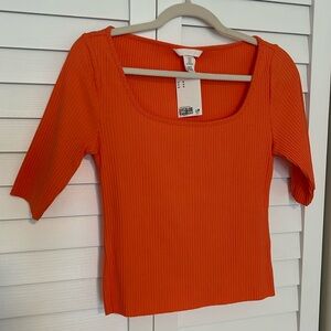 H&M Peach Quarter Sleeve Top - Size M NWT